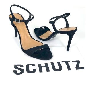 Schutz MiLady Black Suede High Heel Sandals